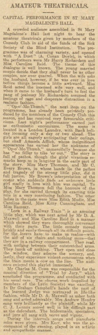 Review in Dundee Courier (30 march 1905, p. 6)]]