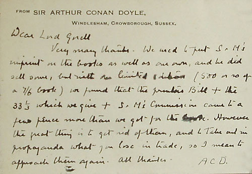 Notecard to Lord Gorell about Small, Maynard & Co. (undated)