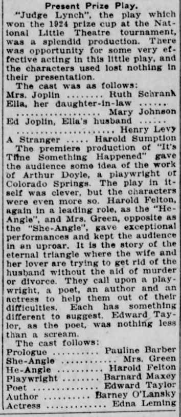 Review and cast in The Lincoln Star (6 february 1925)