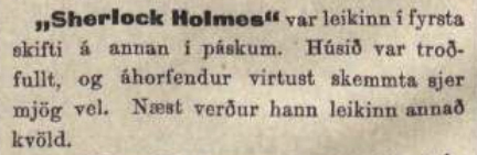 Review after first performance (Reykjavik, 13 april 1912, p. 60)