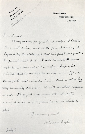 Letter to F. E. Smith about Roger Casement (9 july 1916)