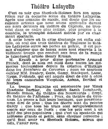 Announcement in L'Express du Midi (11 may 1908, p. 9)