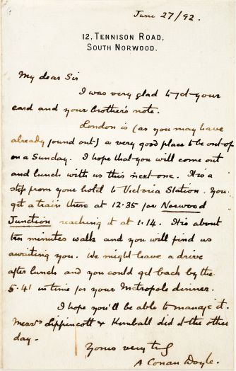 Letter about a Sunday lunch (27 june 1892)