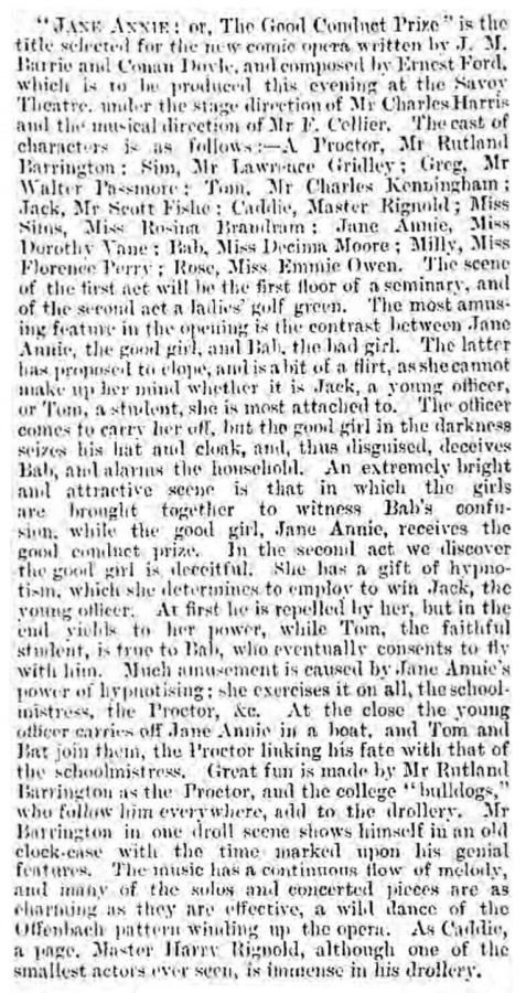 Review in The Era (13 may 1893, p. 10)