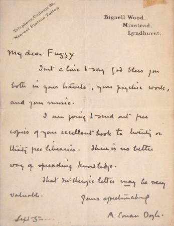 Letter to Florizel Von Reuter (Fuzzy) (5 september)