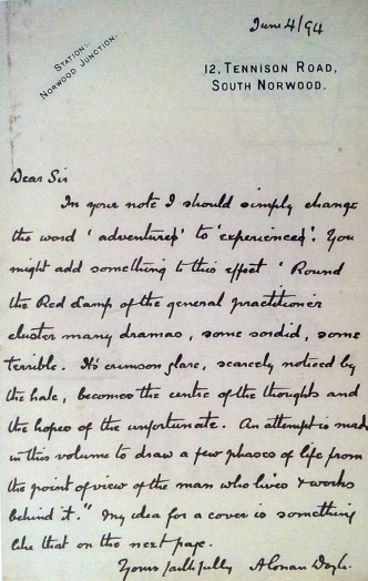 Letter to Algernon Methuen about Round the Red Lamp (4 june 1894)
