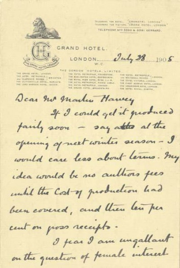 Letter to Mr Martin Harvey (28 july 1905)