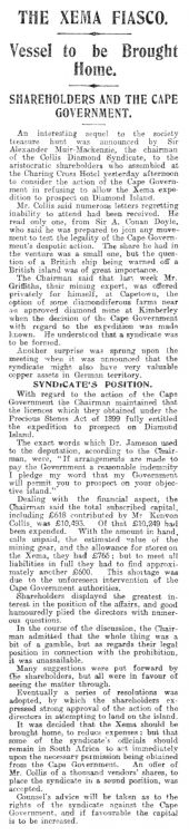 The Xema Fiasco (The Leeds Mercury, 9 october 1906, p. 5)