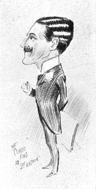 Caricature of Claude King as Dr. Watson.