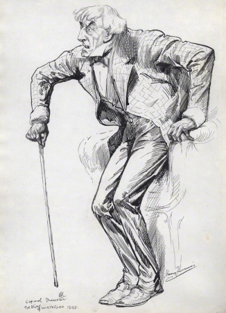 Henry Irving as Corporal Gregory Brewster (Illustration by Harry Furniss, 1893).