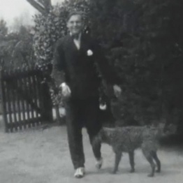 Young man (not yet identified) with dog