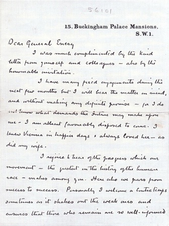 Letter to General Enesy about the success of spiritualism (8 march 1926)