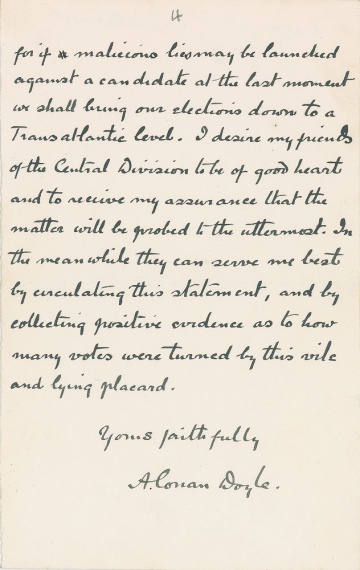 Conan Doyle's letter (9 october 1900) Page 4