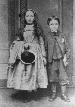 Arthur Conan Doyle, aged 6, and Annette, aged 9 (1865).