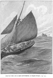 The yawl kept a course right before the wind, and fluttered away over the rising sea...