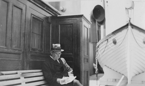 Arthur Conan Doyle aboard the S.S. Naldera.