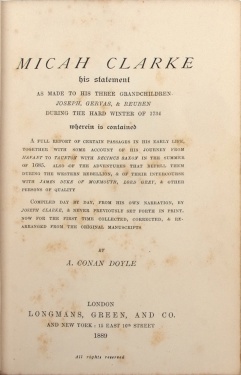 Micah Clarke title page (1889)
