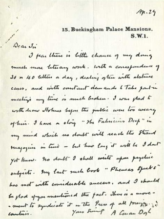 Letter about The Fabricius Deep (24 april 1927)