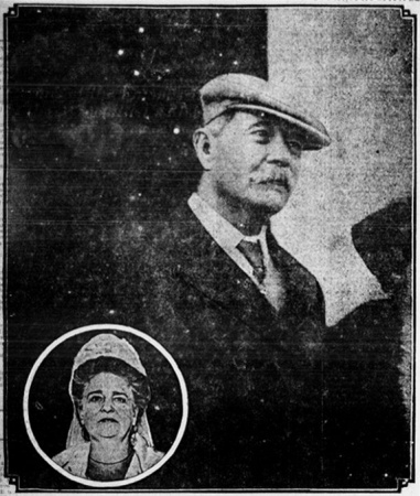 Arthur Conan Doyle with spirit beside him, and Mrs. Diss Debar in cameo. (28 april 1922)