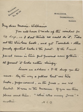 Letter to R. G. Monier-Williams (1925-1930)