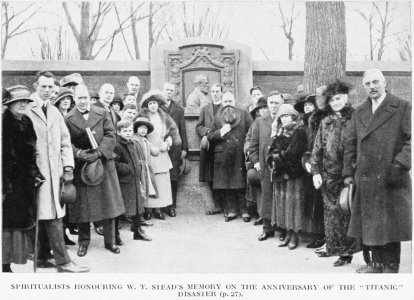 Spiritualists honouring W. T. Stead's memory on the anniversary of the "Titanic" disaster.