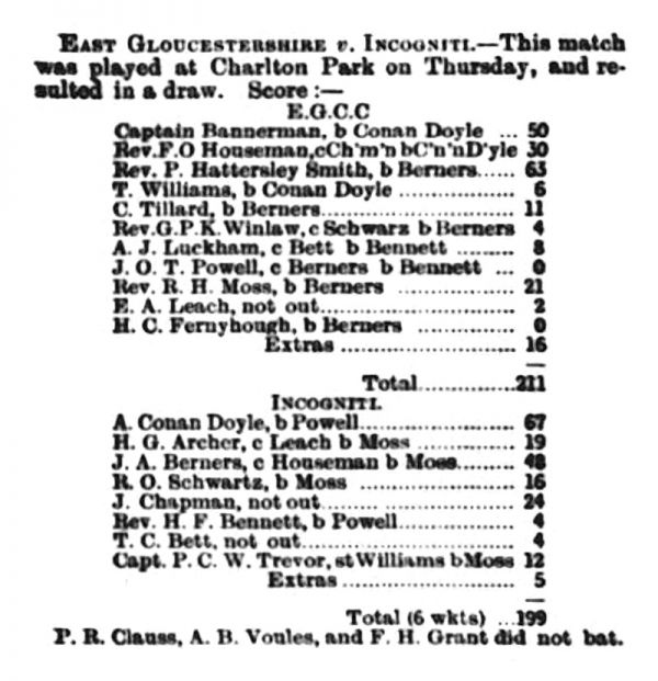 East Gloucestershire V Incogniti The Arthur Conan Doyle Encyclopedia