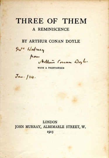 Mrs Walney from Arthur Conan Doyle Dedicace in Three of Them (John Murray) january 1924