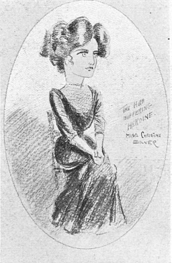 Caricature of Christine Silver as Enid Stonor.