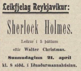 Ad for 3rd performance on sunday 21 april 1912 (Reykjavik, 20 april 1912)