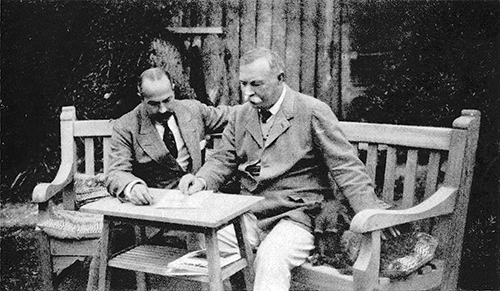 Arthur Conan Doyle with Harry Ashton-Wolfe at Bignell Wood (ca. 1925).