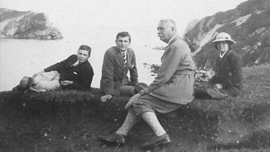 Adrian (left) at Lulworth Cove, Weymouth, UK (1923).