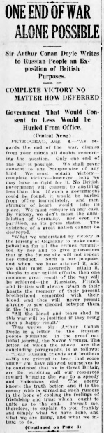 The Vancouver Daily World (4 aug. 1916, p. 1) extracts of the letter.